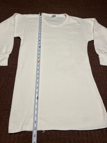 Chemise manches longues homme vintage USA Thermal Waffle poids lourd L coton crème - Photo 7/7