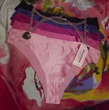 5 NEW JUICY COUTURE JC2834 5PKD MF NO SHOW LACE TRIM SATIN BIKINI PANTIES XL
