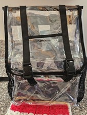 AUOBAG Clear Backpack Drawstring Closure Blac...