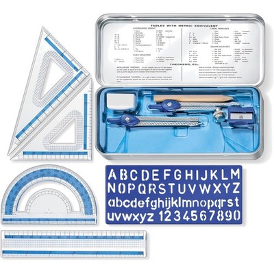 Compact 10-Piece Math Set with Compass, Ruler, Eraser & Sharpener Included