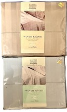 2x MARTHA STEWART Collection Woven Sateen FULL Flat Sheet 300 Thread Count NEW