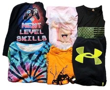Lot of 5 Youth Medium Graphic T-Shirts Gaming Tie Dye Halloween Under Armour