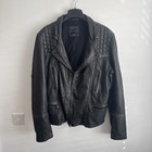Allsaints Cargo Biker Black Leather Bomber Cafe Racer Rider Punk Jacket Large