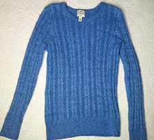 St. John s Bay Women s M Blue Cable Knit Crewneck Sweater 88 Cotton Pullover