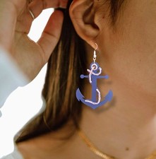Boucles D'oreilles Clous Ancre Marine En Argent Rhodié - Modèle 5174 - Occasion En Parfait état