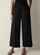 Eileen Fisher Washed Organic Cotton Poplin Wide-Leg Pant Size S