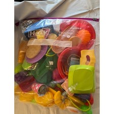 Multicolor Plastic Play Food Kitchen Accessories Lot Waffle Fruit Dishes 50 Pc