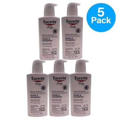 Eucerin Baby Wash & Shampoo 13.5 Fl Oz 5 Pack New