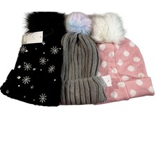 Pom Beanies 3-Bundled By BP  Tucker Tate, One Size Fits all. Multi Colors, NEW