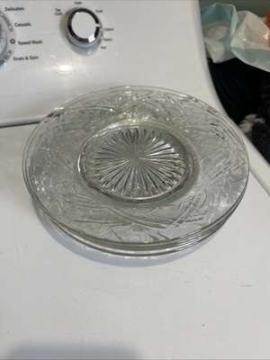 Early 20th Century Libbey Glass Rock Sharpe Fernleigh Luncheon Plates Set of 6