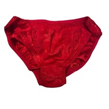 VTG Victoria's Secret HighCut Second Skin Satin Red Floral Gold Label S 5