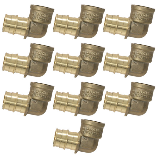 10 Pack XFITTING 3/4" Pex A X 1/2" Female Elbow, Expansion FNPT Elbow, Lead Free