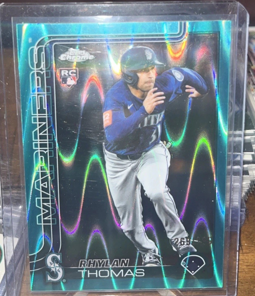 2025 Topps Chrome Update #USC185 Rhylan Thomas Aqua Wave Refractors #269/299 RC