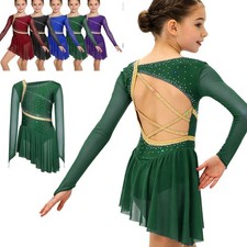 US YiZYiF Figure Skating Dress for Girls Contemporary Latin Jazz Stage Costume