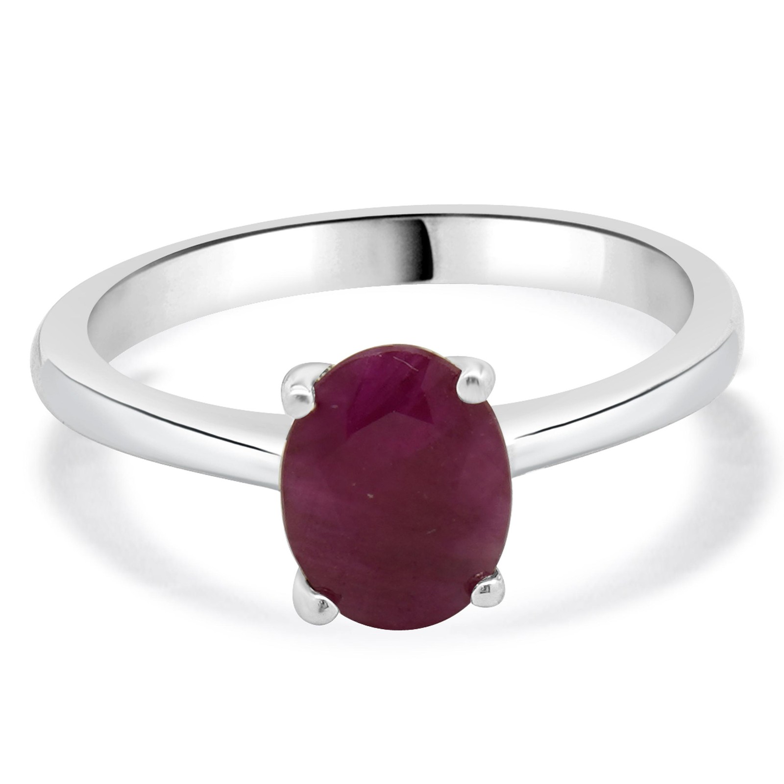 Platinum Oval Ruby Solitaire Ring - image 1
