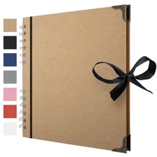 Bstorify Scrapbook Album 60 Pages 8 x 8 Inch Brown Thick 200gsm Kraft Paper,