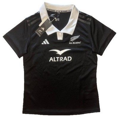 NWT Adidas All Blacks Rugby New Zealand Home Jersey Polo Shirt Kit Black Women M