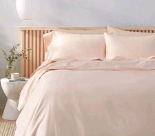Rest  Renew 100 Organic Cotton 300 Thread Count King Duvet Cover Set Pink