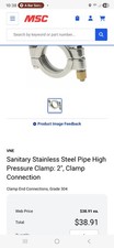 13MHP High Pressure Bolted Sanitary Clamp T304 Stainless Tube 2" 