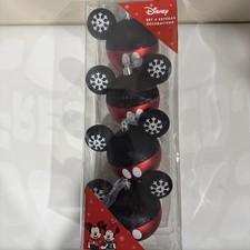 Disney Mickey Mouse Holiday Ornaments 4 Pack NEW RARE