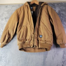 Polar King by Key Kids Brown Duck Canvas Fleece Lined Hooded Work Jacket Kids