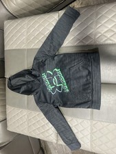 Under Armour Boys Fleece Pullover Hoodie Gray Green Logo Size 4 Long Sleeve