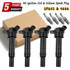 4 Ignition Coils Pack UF651  Iridium Spark Plug For Hyundai Elantra 11-2016