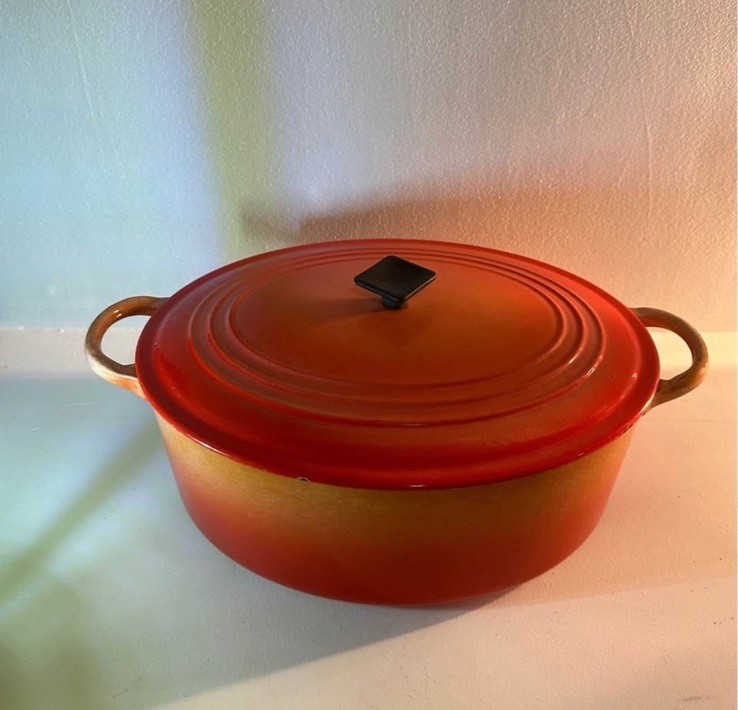 Vintage LE CREUSET Enameled 11.5” Cast Iron Oval Dutch Oven “G