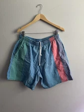 Vintage 90s Fast Breakers Multicolored Stripped Swim Trunks Men’s Size Large L