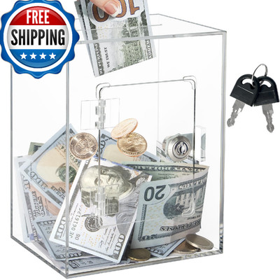 Imeepa Clear Acrylic Piggy Bank with Lock and Key for Kids Adults, Openable Mone