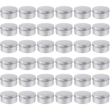 36pcs Tin, 4oz Metal Round Tins, Aluminum Empty Candle Tins with Screw Lid fo...