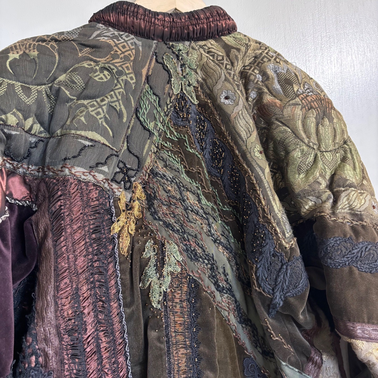Vintage Crazy Quilt Patchwork Jacket Long Coat Ve… - image 14