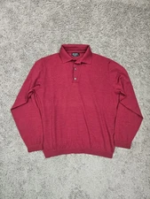 St. Croix Made in USA Men’s Medium Fashion Fit Polo Sweater Red Knit Long Sleeve