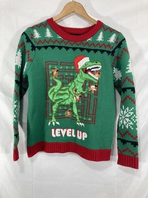 BLIZZARD BAY Kids medium Dinosaur Eating ginger bread, man UGLY-CHRISTMAS Sweat