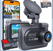 ROVE R2-4K DUAL Dash Cam Front and Rear, STARVIS 2 Sensor, FREE 128GB Card Inclu