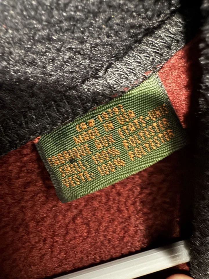 Timberland Men's Rare 90's USA Made Crew Neck Fleece POLARTEC Tags maroon black - Image 3 of 4