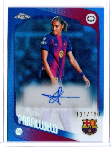 2025-26 TOPPS CHROME UEFA WOMEN'S SALMA PARALLUELO BLUE REFRACTOR AUTO # 131/150