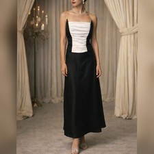 Jessica McClintock Gunne Sax Vintage 90s Black  White Formal Prom Dress sz 7