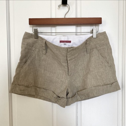 alice + olivia Tan Linen Blend Shorts Women’s Size 10 - 第 1/4 張圖片