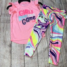 Under Armour Girls Run Game Legging Outfit Set Pink NEW