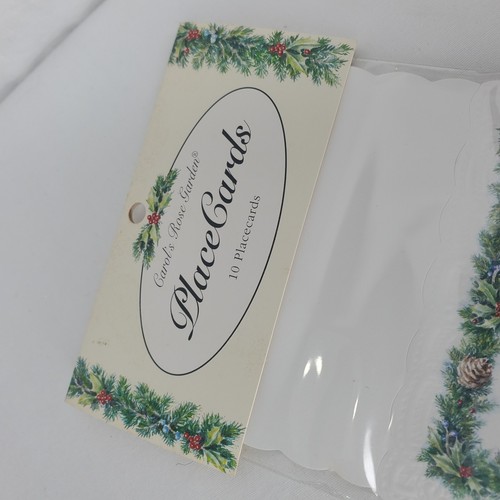 Tarjetas de lugar de Navidad vintage piñas guirnalda de acebo cena navideña en relieve 10 - Imagen 5 de 7