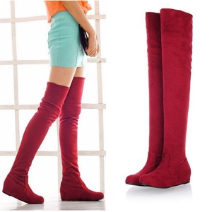 red over the knee boots flat