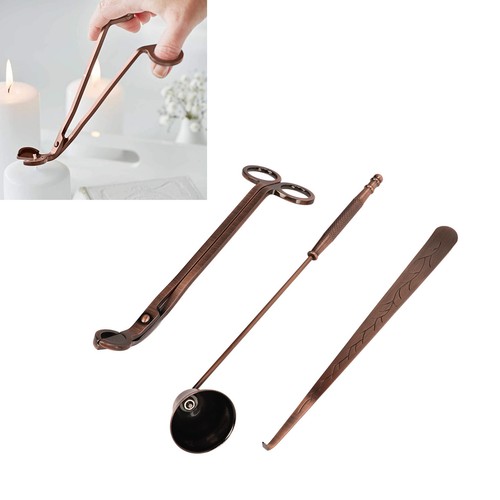 3pcs Candle Accessory Set Steel Care Kit 3 in 1 Bronze Scented Candles Trimmer - Picture 12 of 12