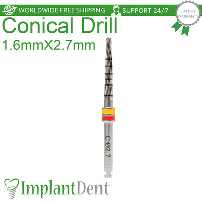 Conical Drill 1.6mmX2.7mm L16 With External Irrigation Dental Fixture Lab Tools
