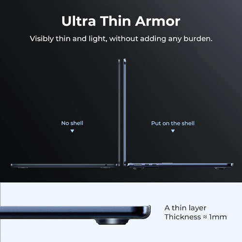 Armure Ultra Mince Compatible avec Macbook Air 13 Pouces Coque M4 2025 2024-2022 M3 M - Photo 3/12