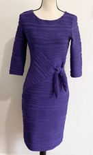CALVIN KLEIN Women's Dark Purple Dress Ribbed Stretchy Side Tie Size 4