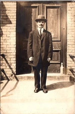 RPPC POSTCARD-Well-Dressed Gentleman W/Hat & Tie