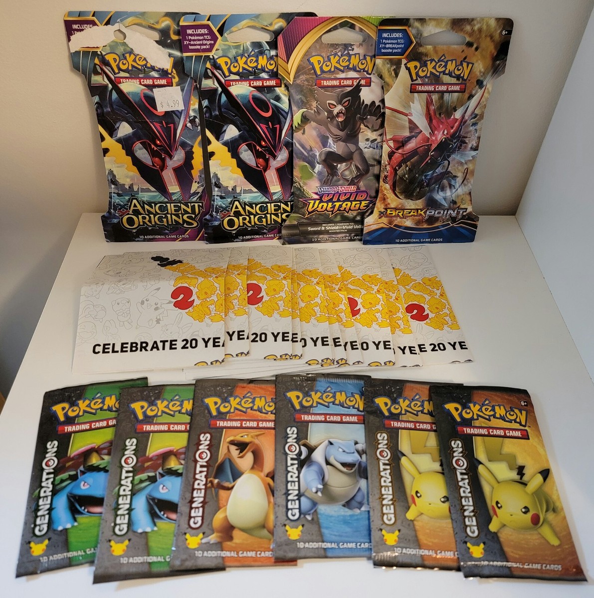 Pokemon Ancient Origins Breakpoint Generations Empty Booster Packs No Cards  ++