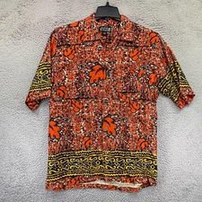 Guess Island Soul Hawaiian Shirt Mens Medium Tribal Geometric Abstract Rayon