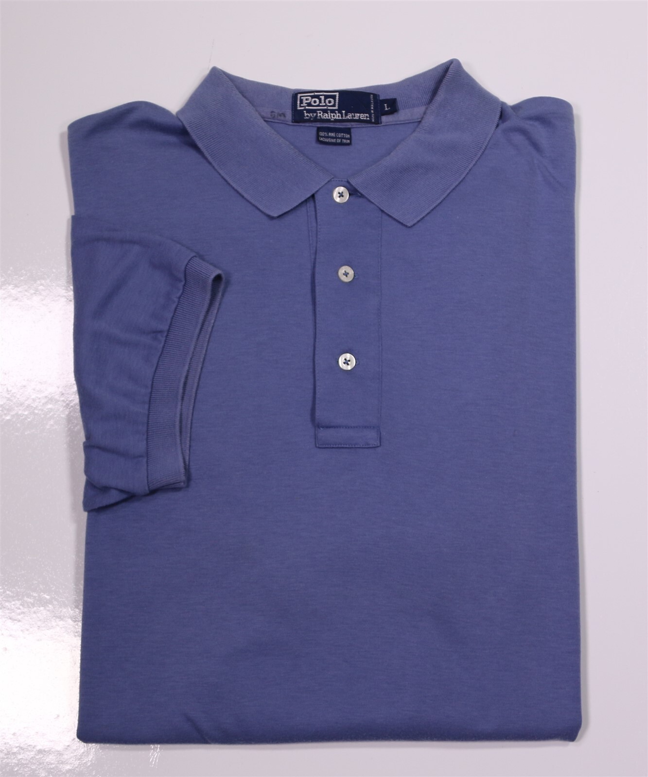 Polo Ralph Lauren Golf Shirt Uomo Grande Blu Grigio Morbido Cotone Pony Logo Polo